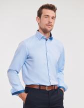Men´s Long Sleeve Tailored Contrast Herringbone Shirt  